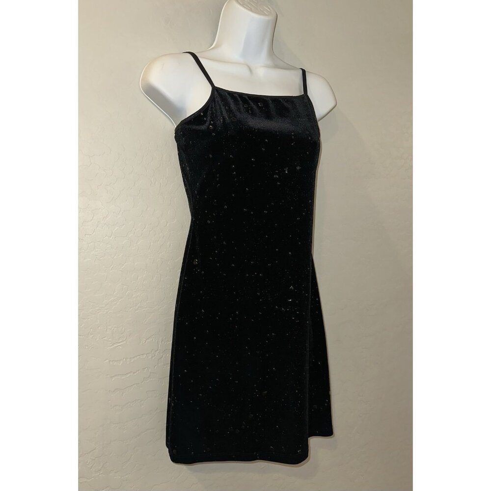 VTG 90's y2k Velvet liquid latex splattered bodycon Goth Dress Dark Fairy Prom M - Picture 6 of 14
